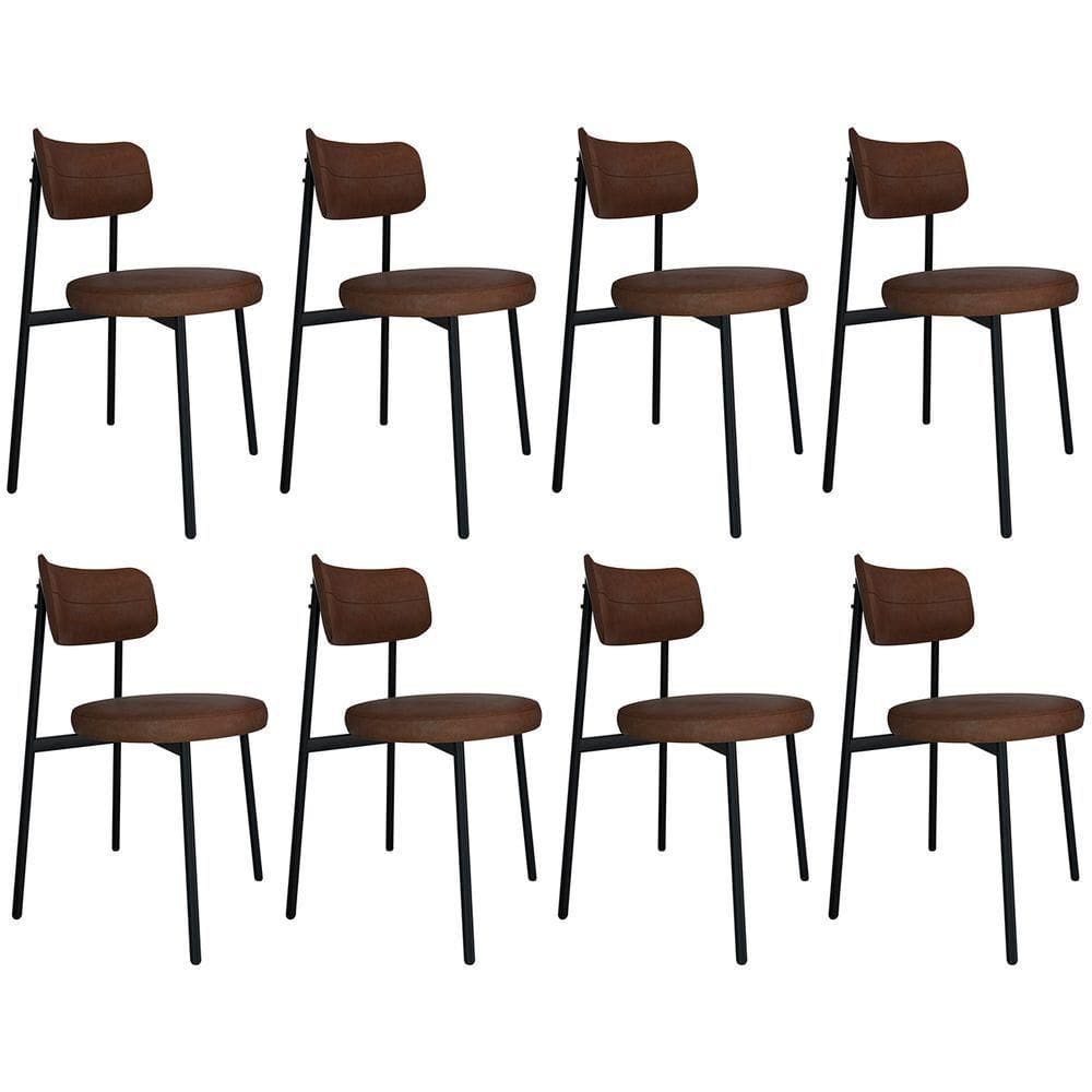 Cadeira De Jantar Estofada Kit 8 Nyka M25 Sintético Whisky - Mpozenato