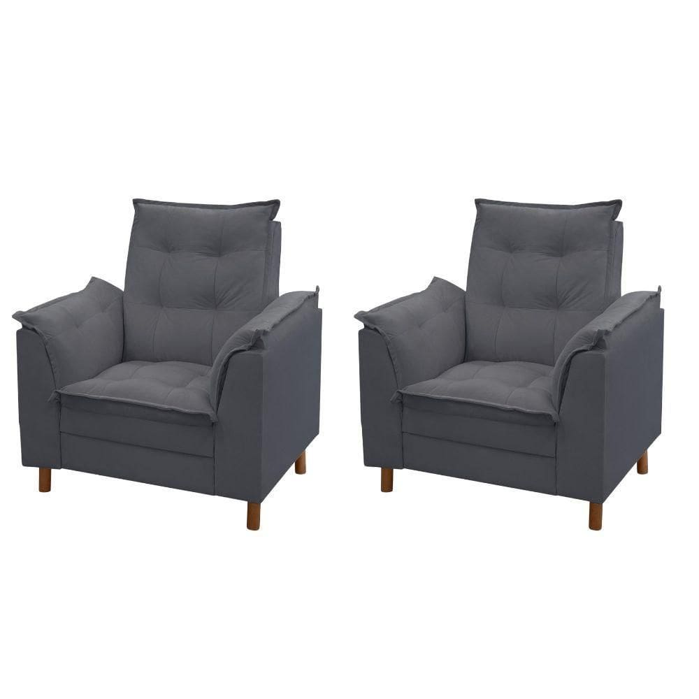 Kit 02 Poltronas Isa Escritório Consultório Recepção Suede Cinza - Mabe Magazine