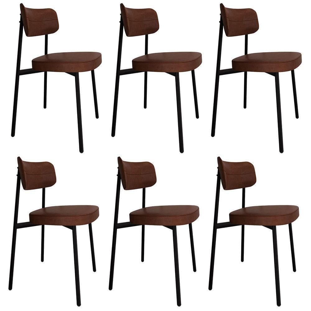 Cadeira De Jantar Estofada Kit 6 Ella M25 Sintético Whisky - Mpozenato