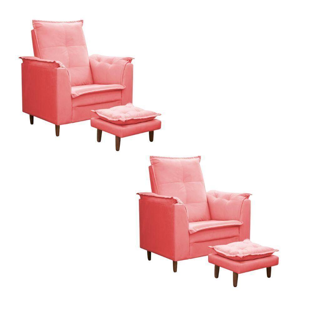Kit 02 Poltronas Maria Para Amamentação E Descanso Com Puff Confortável Suede Rose Mabe Magazine
