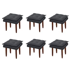 Kit 06 Puff Maria Para Sala De Tv E Estar Quarto Confortável Suede Cinza Mabe Magazine