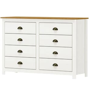 Comoda 8 Gavetas Madeira Maciça 125 Cm 9102 Branco Freijo Milani Store