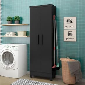 Multiuso 2 Portas Preto Fosco para Organização e Decoração