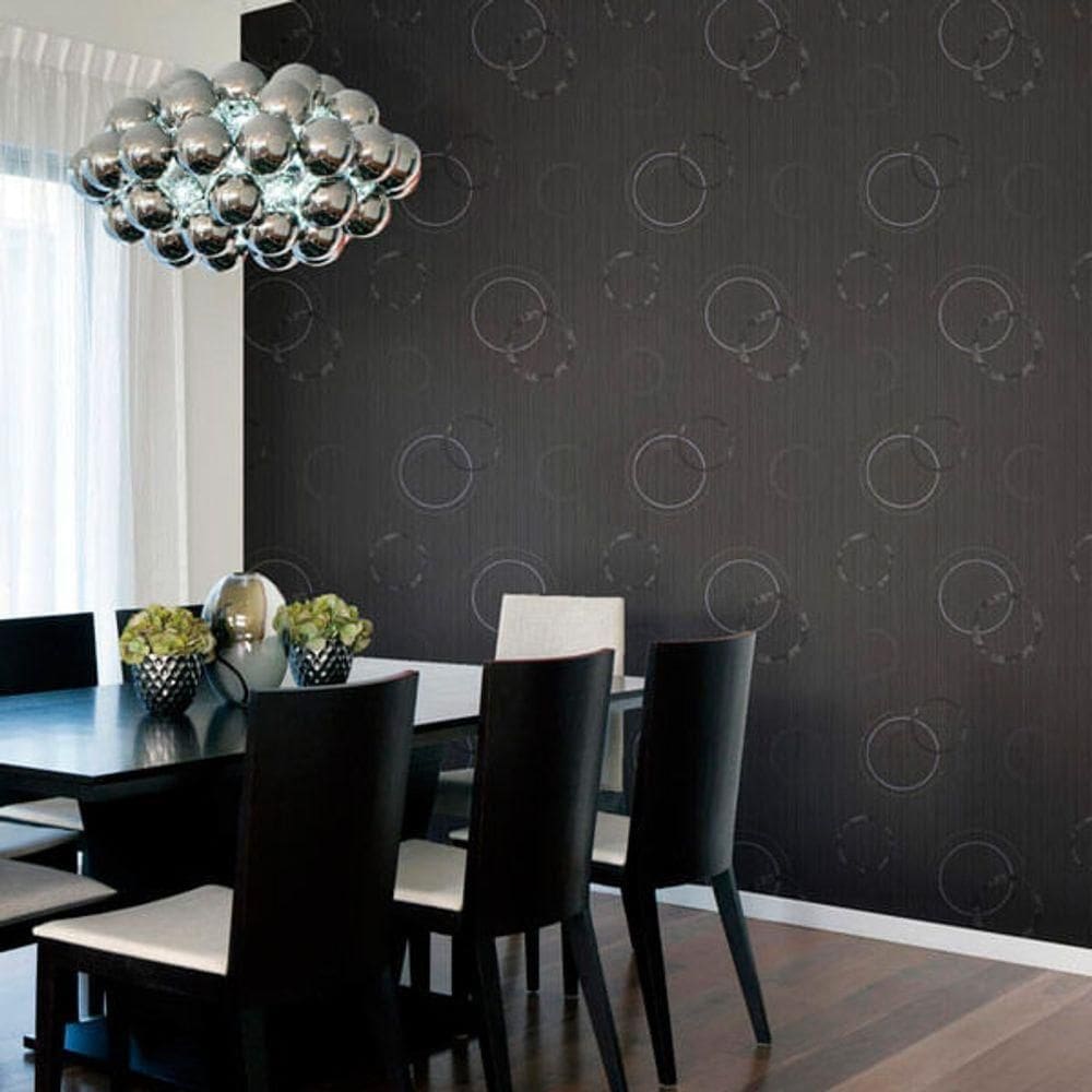 Papel De Parede Fusion Círculo Grafite - Rolo 10m X 0,53m