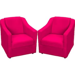 Kit 2 Poltronas Decorativas Para Sala Recepção Consultório Manicure Cadeira Mila Pink Suede