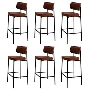 Banqueta Alta Bar Estofada Kit 6 Ella M25 Sintético Whisky - Mpozenato