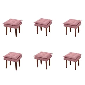 Kit 06 Puff Maria Para Sala De Tv E Estar Quarto Confortável Suede Rose Mabe Magazine