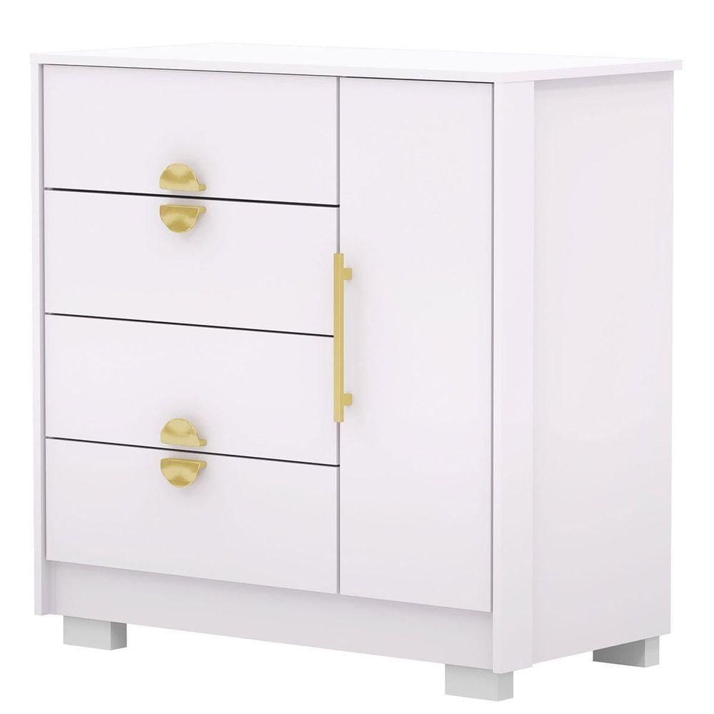 Cômoda Sapateira 4 Gavetas Clarabella Branco/camarim