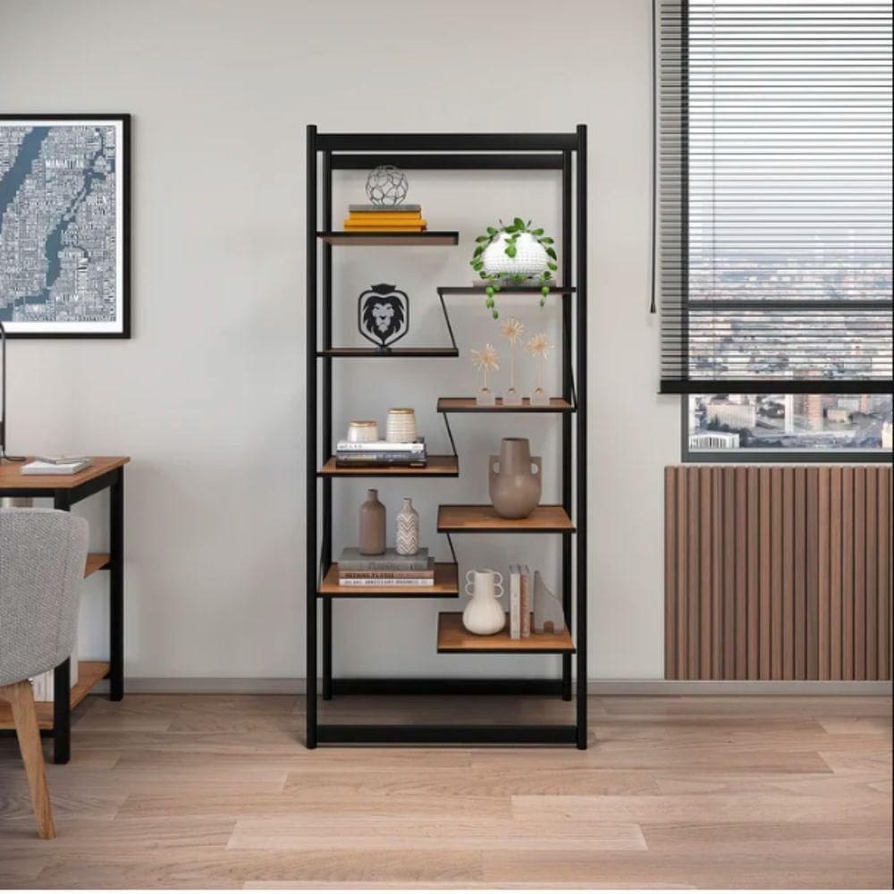 Estante Estilo Industrial Moderna Innovare Com 8 Prateleiras Canela