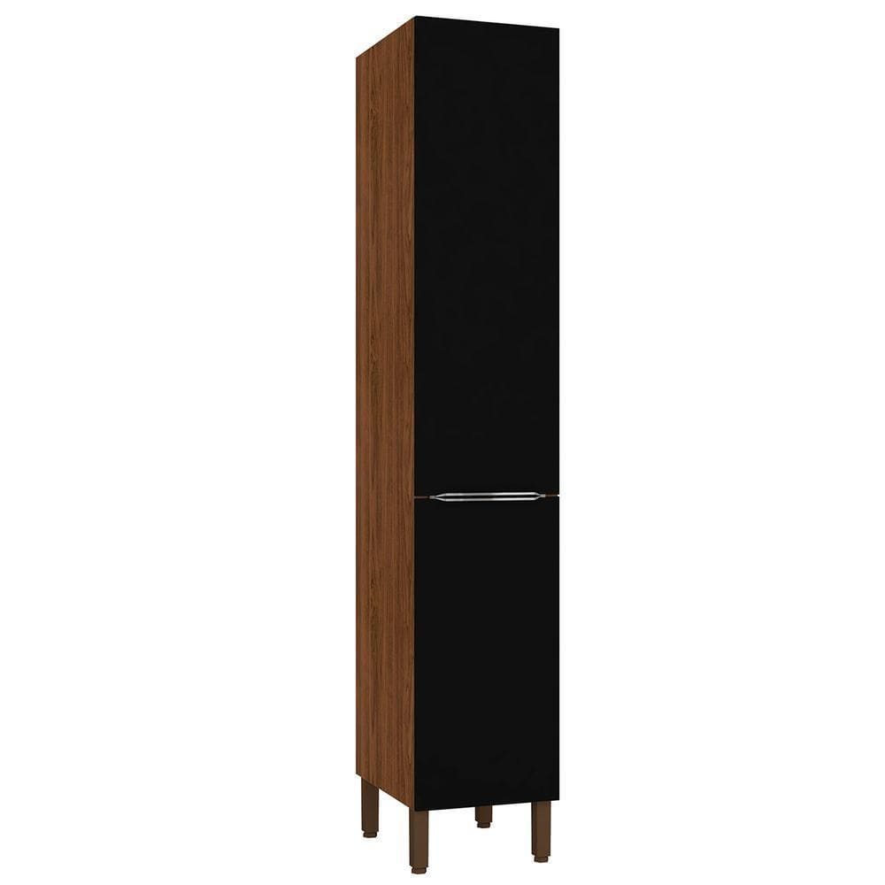 Paneleiro De Cozinha 2 Portas 40cm Dora Z06 Nogueira/preto - Mpozenato