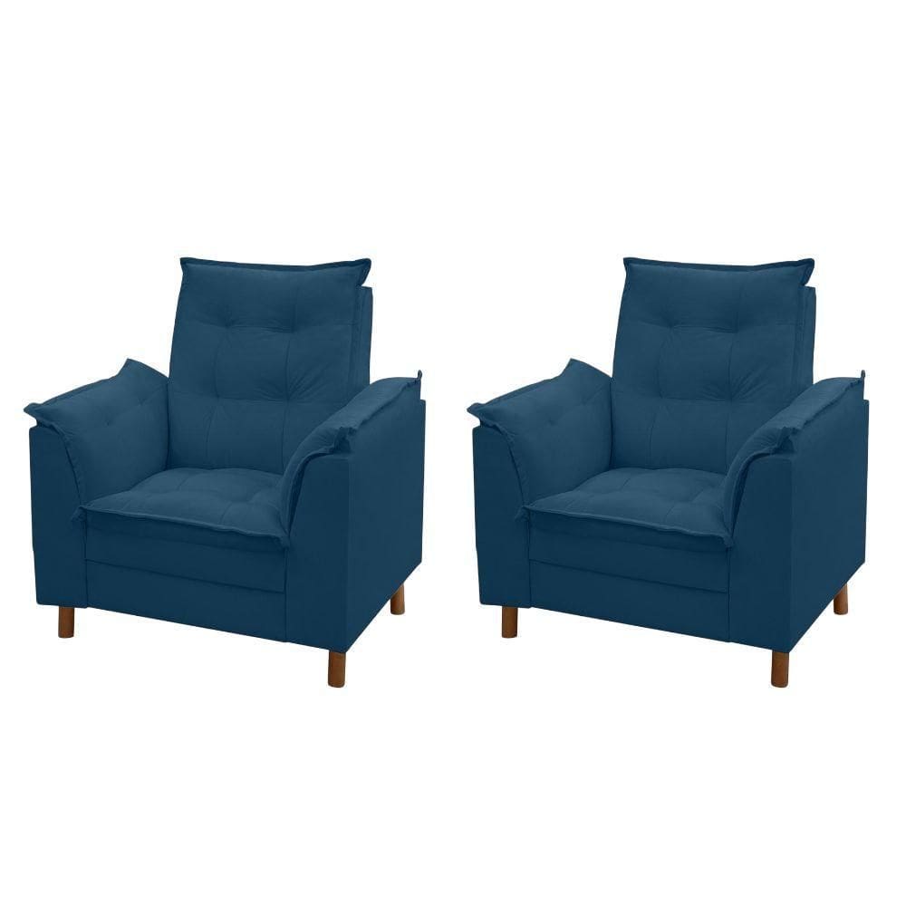 Kit 02 Poltronas Isa Escritório Consultório Recepção Suede Azul Marinho - Mabe Magazine