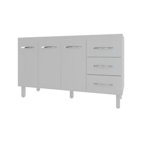Balcão Armário Cozinha Gabinete Pia De 140 Cm Carine Com 3 Portas E 3 Gavetas Branco