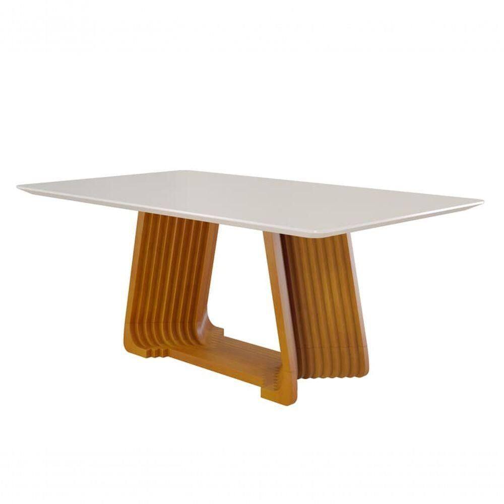 Mesa De Jantar Moderna Madeira Maciça Com Vidro 2,20x1,10m Turmalina