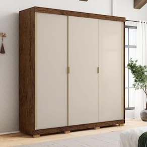 Guarda Roupa Casal 3 Portas 4 Gavetas Porto - Imbuia-fendi