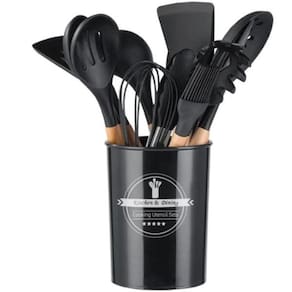 Kit Utensílios Cozinha 12 Peças Silicone Antiaderente (preto)
