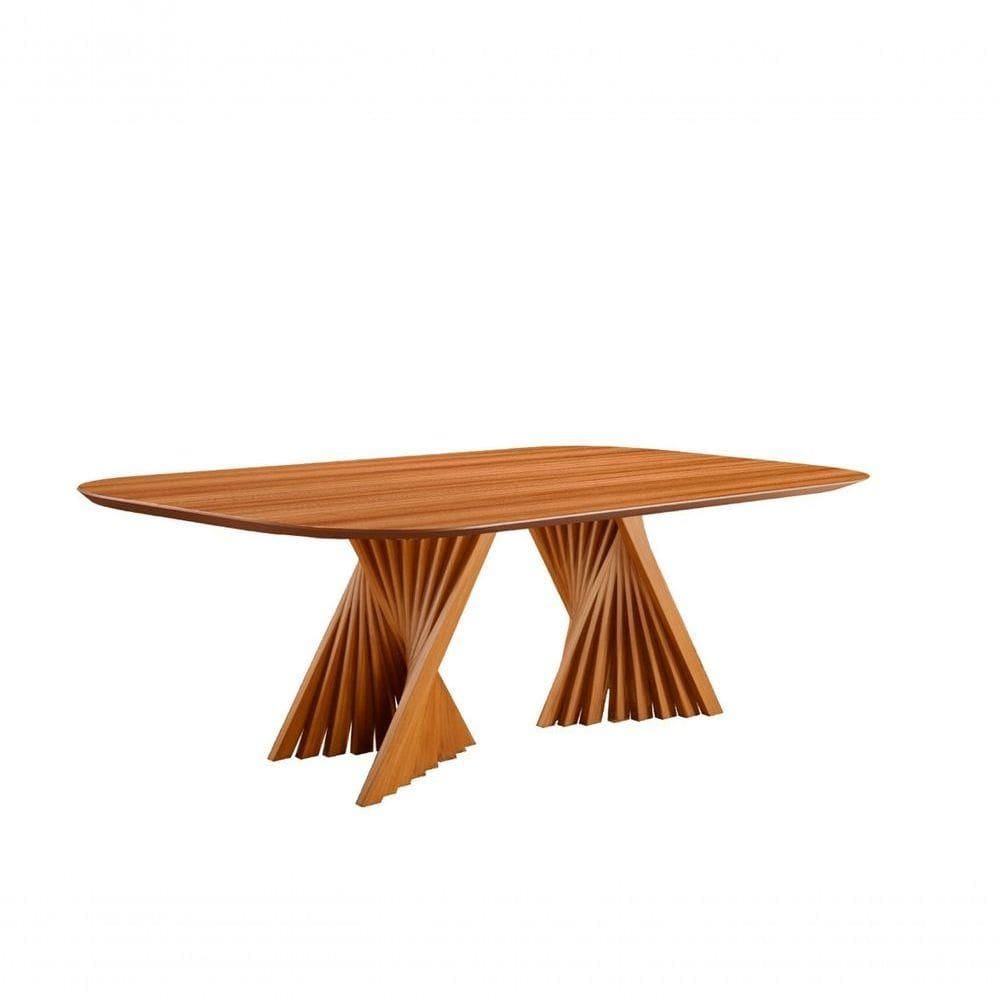 Mesa De Jantar Madeira Maciça Com Base Torcida 1,60x0,90m Diamante