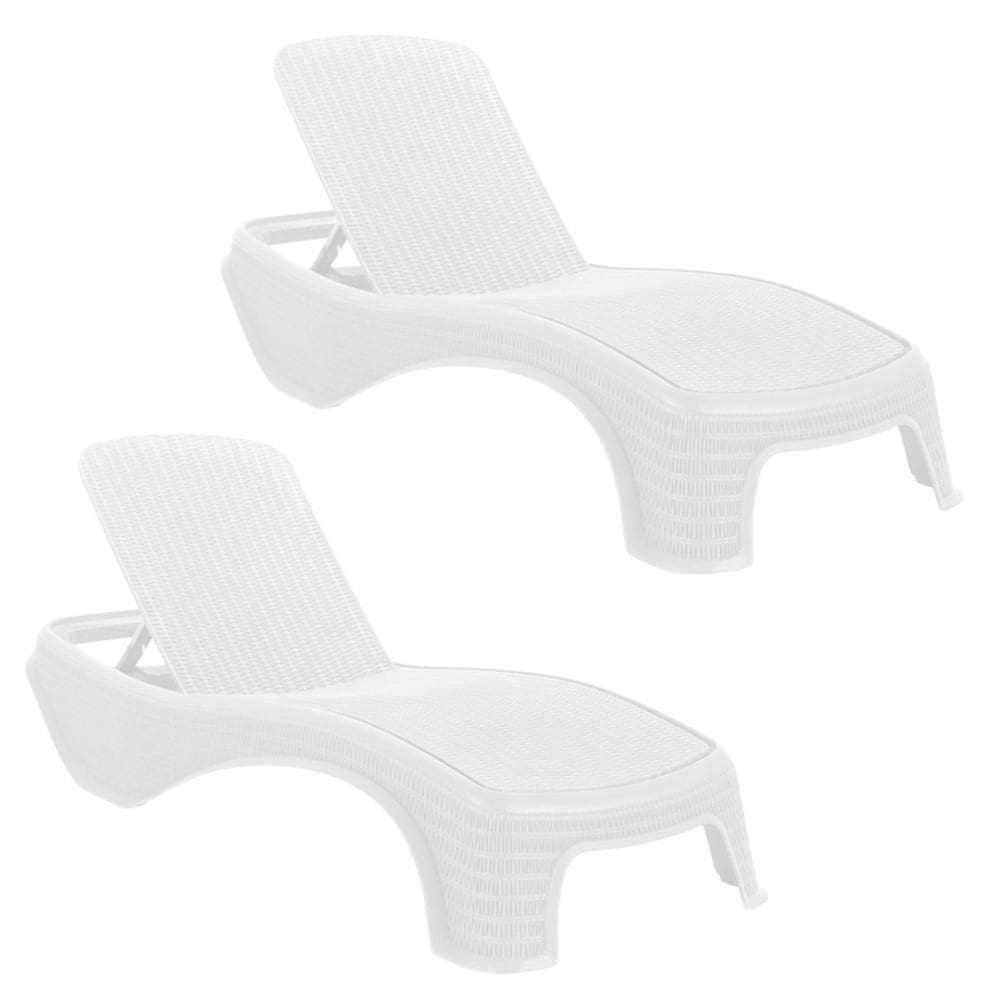 Kit 2 Espreguiçadeiras Dubai Premium Fibra Reclinável Praia Piscina Branco