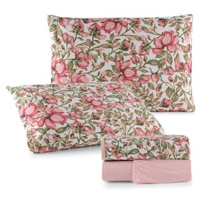 Jogo De Cama Lençol Sonho Bom Casal Em Malha 4 Peças Rosê 100% Algodão