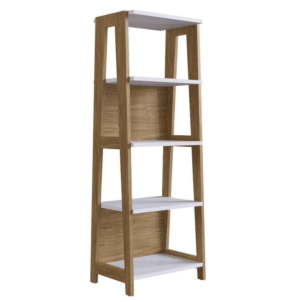 Estante Escada 5 Prateleiras Trend Artesano 65 Cm Largura Em Mdp Hanover E Off White