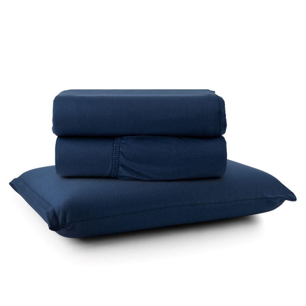 Jogo Cama Lençol Casa Scarpa Sonnet Solteiro Malha Lisa Algodão Macio 3 Peças - Azul Marinho