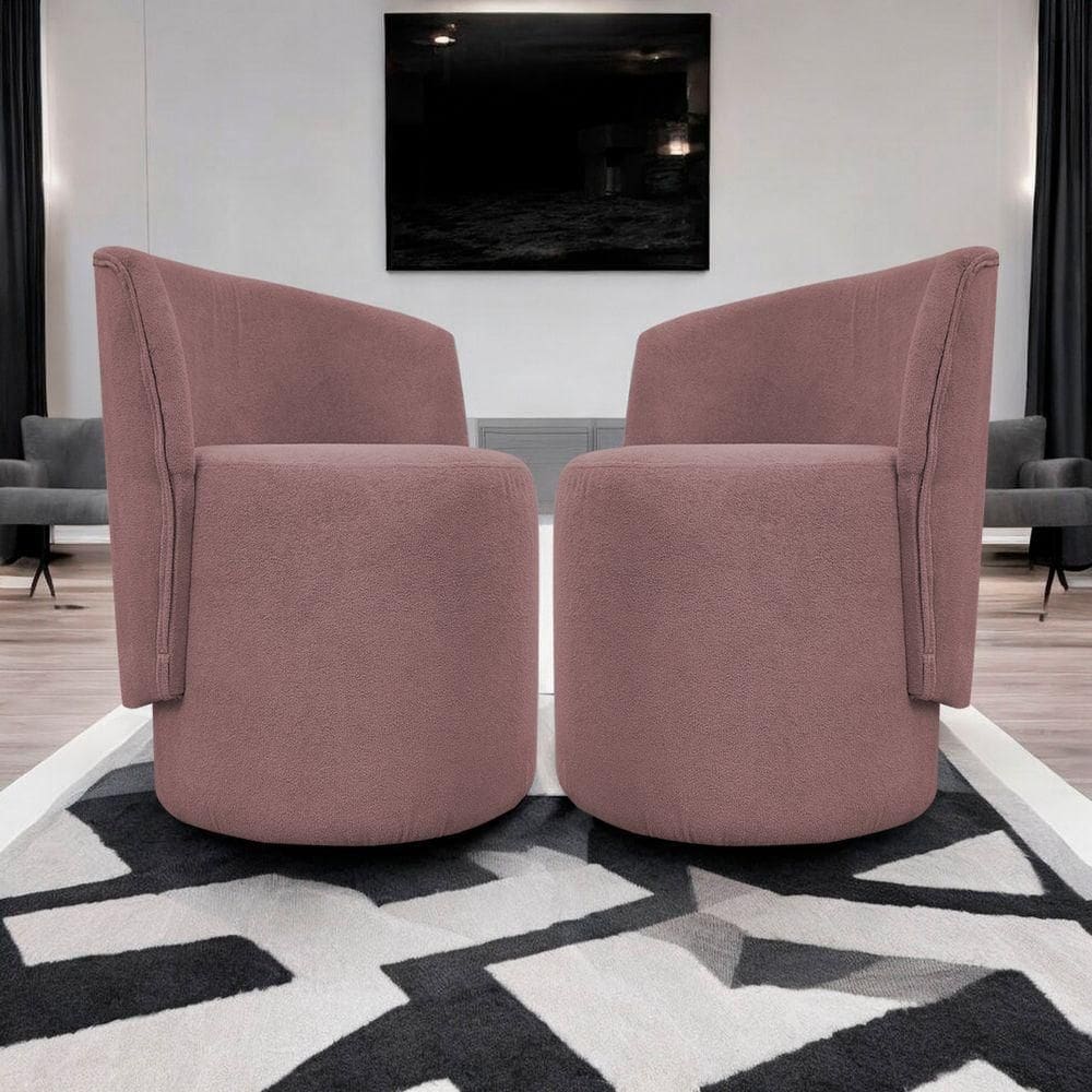 Kit 2 Poltronas Decorativa Para Sala Aura Premium Rosê Bouclé