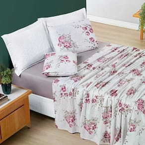 Jogo De Cama Casal Estampado 04 Peças 200 Fios Avere Lilac Lilac