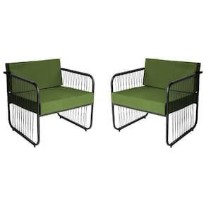 Conjunto 2 Poltronas área Externa Fibra Sintética Córdova Preto-verde
