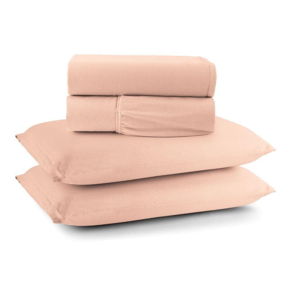 Jogo Cama Lençol Casa Scarpa Sonnet Casal Padrão Malha Lisa Algodão Macio 4 Peças - Salmão