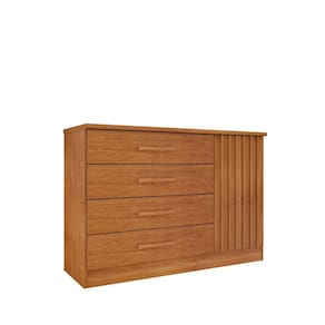 Cômoda Ripada Barcelona C- Sapateira 4 Gavetas Com 1 Porta Tcil Cinamomo