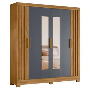 Guarda Roupa Casal 195cm Espelho Ripado Arlon M07 Freijó/cinza - Mpozenato