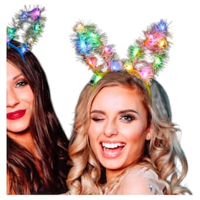Tiara de Coelho Led Orelha Coelha com Luz Coelhinha Pisca Pisca Coelhinho da Páscoa Acessório Carnaval Halloween Festa Z