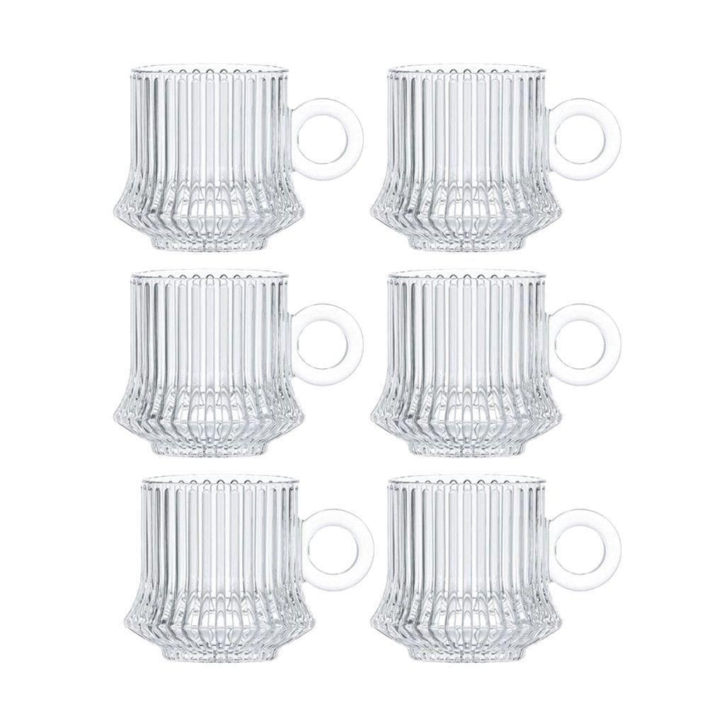 Jogo 6 XícarasDe Café Caneca Vidro Robusta Lines 85ml Em Casa Tem
