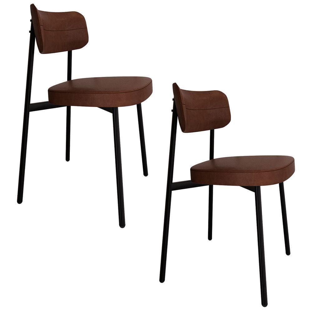 Cadeira De Jantar Estofada Kit 2 Ella M25 Sintético Whisky - Mpozenato