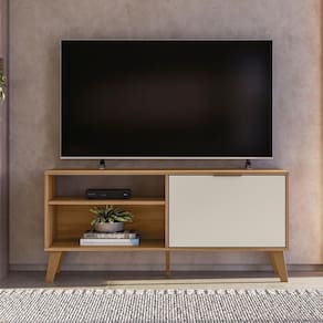 Rack Bancada Para Tv 50 Pol 120 Cm 6950 Nature Off White Plla