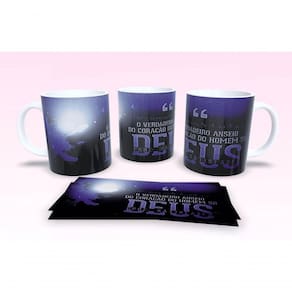 Caneca De Porcelana 325ml Decorada Frases Religiosas Estampa 43