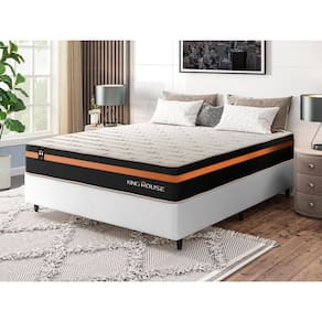 Conjunto Cama Box c/ Molas Ensacadas Sirius Preto Casal 138x188x65