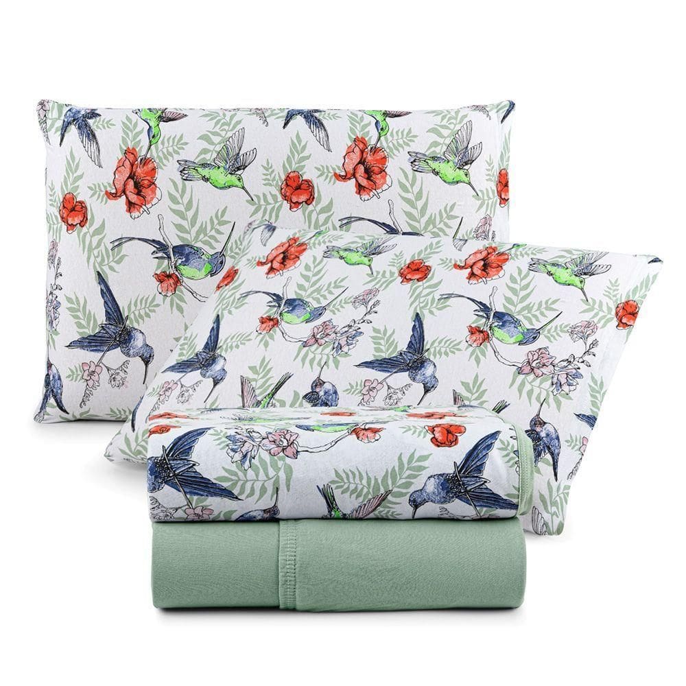 Jogo De Cama Lençol Sonho Bom Queen Em Malha 4 Peças Verde 100% Algodão