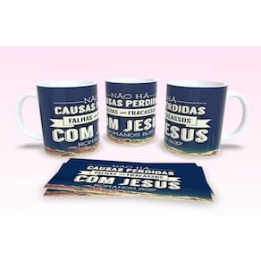 Caneca De Porcelana 325ml Decorada Frases Religiosas Estampa 26