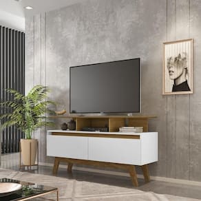 Rack Para Tv Até 50 Polegadas Com Nicho E 2 Portas Retrô Multimóveis Cr45294 Cinamomo Branco
