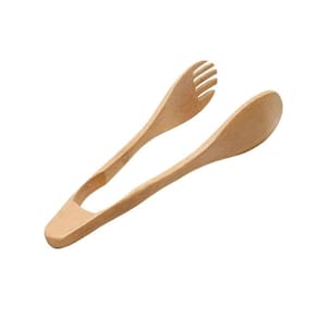 Pegador De Saladas Pinça Em Bambu Multiuso 21cm