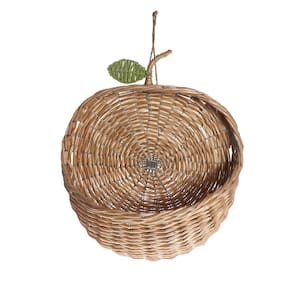 cesto organizador de parede maçã 30cm com textura palha rattan - Oikos