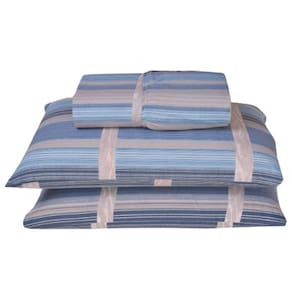 Jogo De Cama Lençol Casal Estandarte Percal 180 Fios 2 Peças Azul Xadrez 100% Poliéster