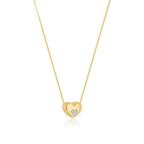 Colar Com Pingente De Coração Com Zirconias Banhado Em Ouro 18k