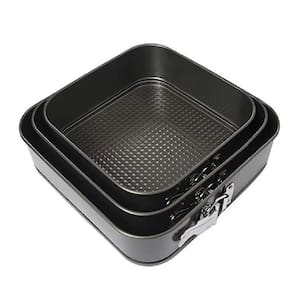 Kit 3 Forma Bolo Torta Fundo Removivel Assadeira Quadrada Antiaderente Multiuso Preto Fosco