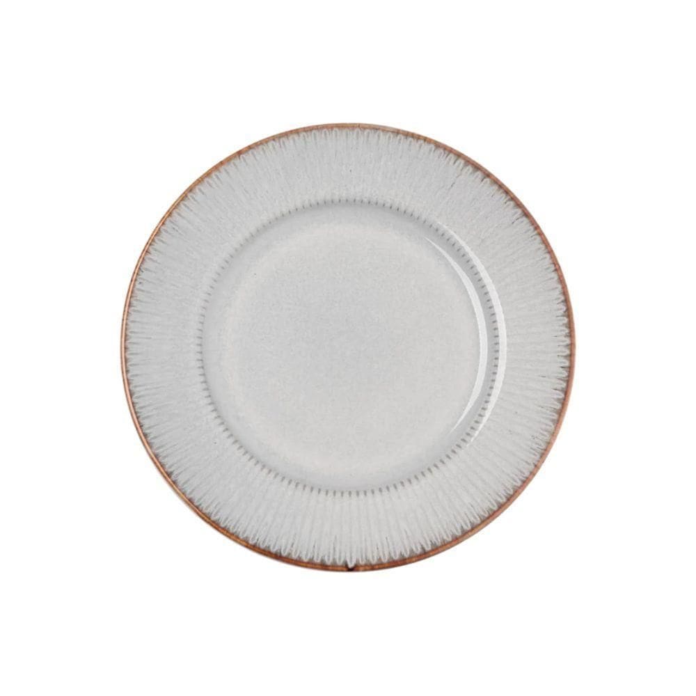 Prato Sobremesa Em Cerâmica Linear 20cm Lyor Cinza