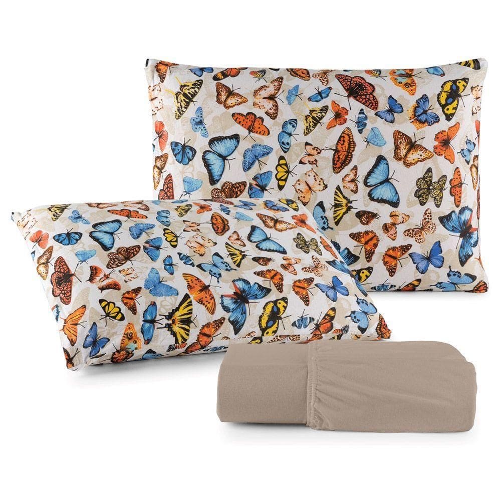Jogo De Cama Lençol Sonho Bom Queen Em Malha Algodão Cáqui 100% Algodão