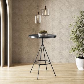 Mesa Aço Redonda Barcelona Preto para Design Moderno