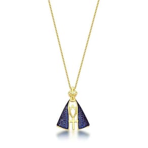 Colar Nossa Senhora Aparecida Médio Com Zirconias Banhado Em Ouro 18k