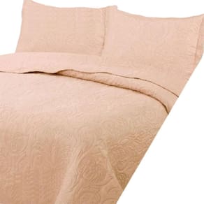 Colcha Queen Bouti Dupla Face 03 Peças Coral 100% Poliéster