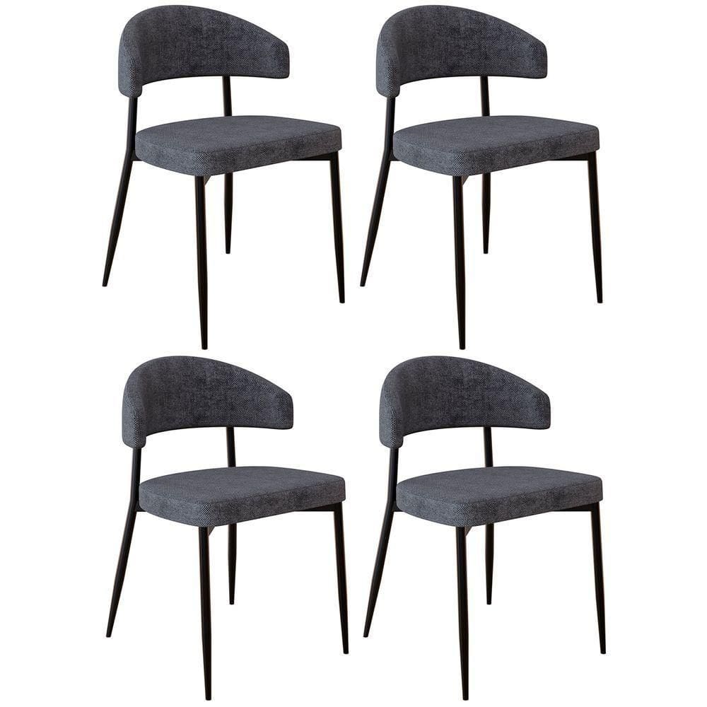 Cadeira De Jantar Estofada Kit 4 Chloe M25 Linho Lautrec Grafite - Mpozenato